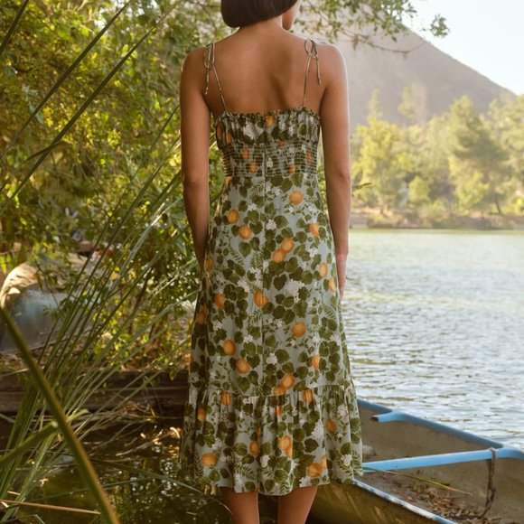 Reformation Embry Dress in Orange Grove - Picture 2 of 3